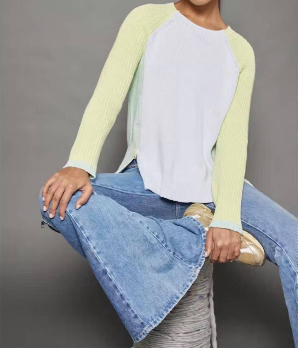 NEW LISA TODD raglan long sleeve tee in ice combo